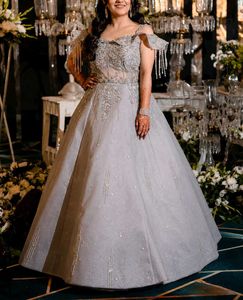 Corset Grey Embellished sangeet Gown