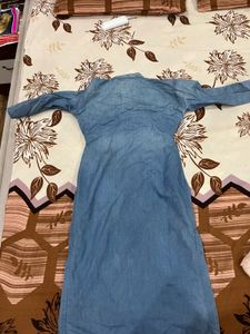 Denim Kurta with Embroidery