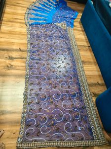 Beautiful Blue Embroidered lehanga  Saree