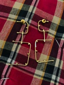 Unique Gold Toned Geometric Earrings