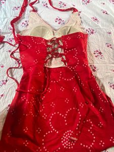 Red Cotton Bandhani Print Halter Neck kurti✨🪷