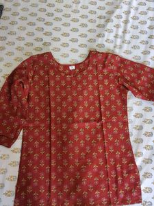 Floral red short kurti