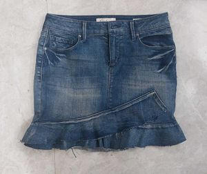 Vintage Denim Ruffle Skirt