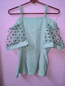 Sweet Off-Shoulder Polka Dot Top