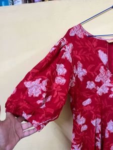 Anayna Red Floral Print Dress