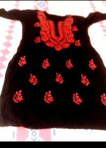 Black Kurta with Red Embroidery