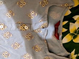 Light Blue Kurta with Owl Print