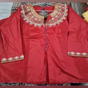 Red Embroidered choli blouse