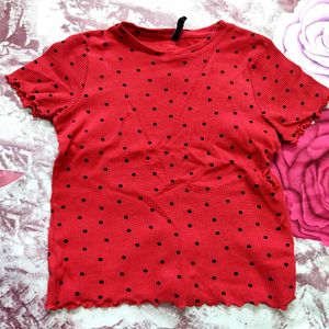❤️‍🔥Red❤️‍🔥 Polka Dot Fitted Tee