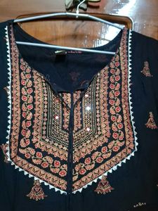 Navy Blue Printed Kurta set.with dupatta