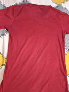 Benetton Red V-Neck T-Shirt