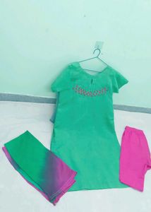 Green Kurta Set with Dupatta and bottom