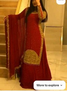 Elegant Red &amp; Gold Ethnic Suit size L