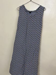 Light Blue Sleeveless Printed Dress