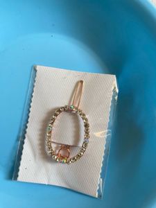 Rose Gold Oval Crystal Hair Clip