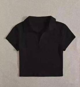Black Cropped Polo T-Shirt