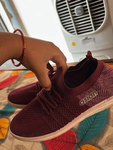 Maroon Knit Sneakers