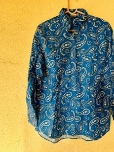 Stylish Blue Paisley Print Shirt