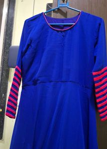 Stylish Blue Kurta with Pink Sleeves