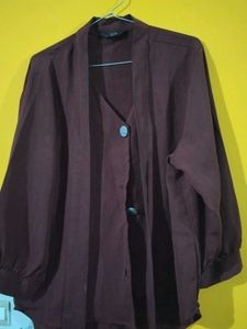 Elegant Burgundy Tie-Neck
