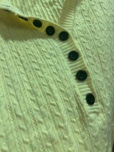 Yellow Knit Button-Up Top