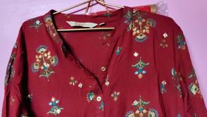 L SizeElegant Maroon Floral Print Kurta