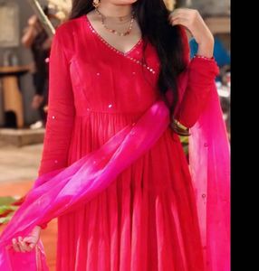 Stunning Red Ethnic anarkali set
