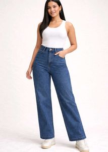 Wide Leg Blue Denim Jeans