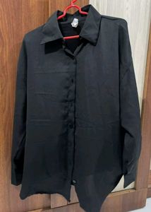 Black Korean Shirt Dress
