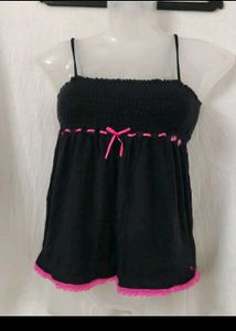 Black cami with pink trim
