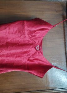 red Satin Slip Dress