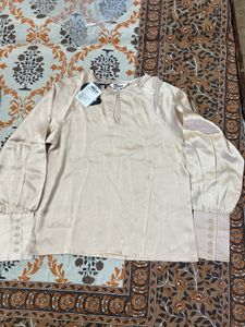 Elegant Beige Satin Blouse
