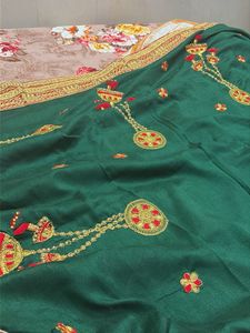 Emerald Green Embroidered Saree