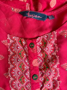 Elegant Pink Printed A-Line Kurta Dress