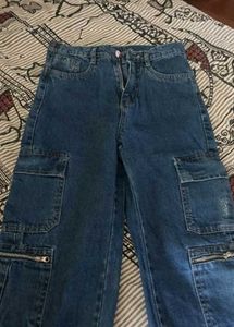Viral Korean Blue Denim Cargo Pants