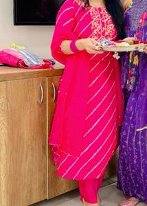 Pink Striped Kurta Set