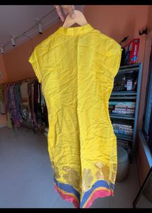Vibrant Yellow Kurta with Colorful Buttons