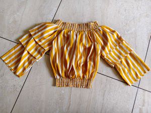 Off-Shoulder Striped Crop Top