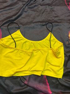 Yellow Graphic Print Crop Top