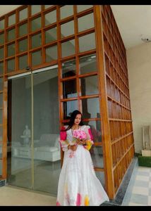 Elegant White Floral Print Gown