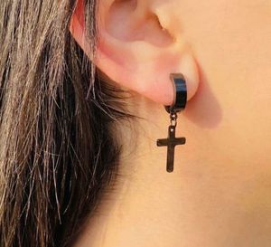 Korean Style Unisex Earrings | Black Hoop & Stud