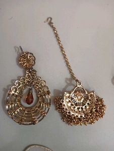2 mang tika, necklace and earring