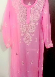 Beautiful Pink Chikankari Kurta