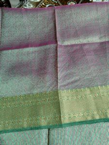 Elegant Green &amp; Gold cotton blend Saree