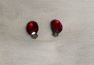 Unisex Red Gem Clip-on Earrings