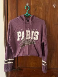 Purple Cropped Paris Athletic Hoodie