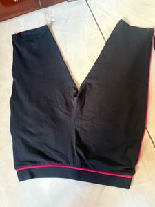 Black Athletic Pants with Pink Trim