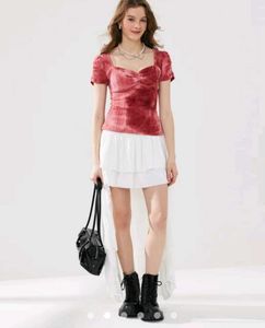 Chic Rusty Red Puff Sleeve Top