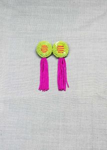 Vibrant Beaded Tassel Earrings