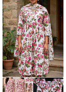 Floral Print Kurta Set with Dupatta
